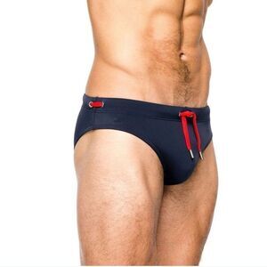Men's micro beach bikini low rise swim briefs swimwear navy blue speedo size L